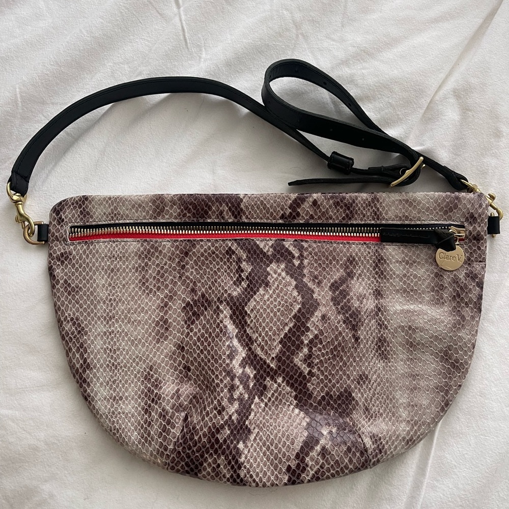 Clare V Grande Fanny - Brown/Grey Snake
